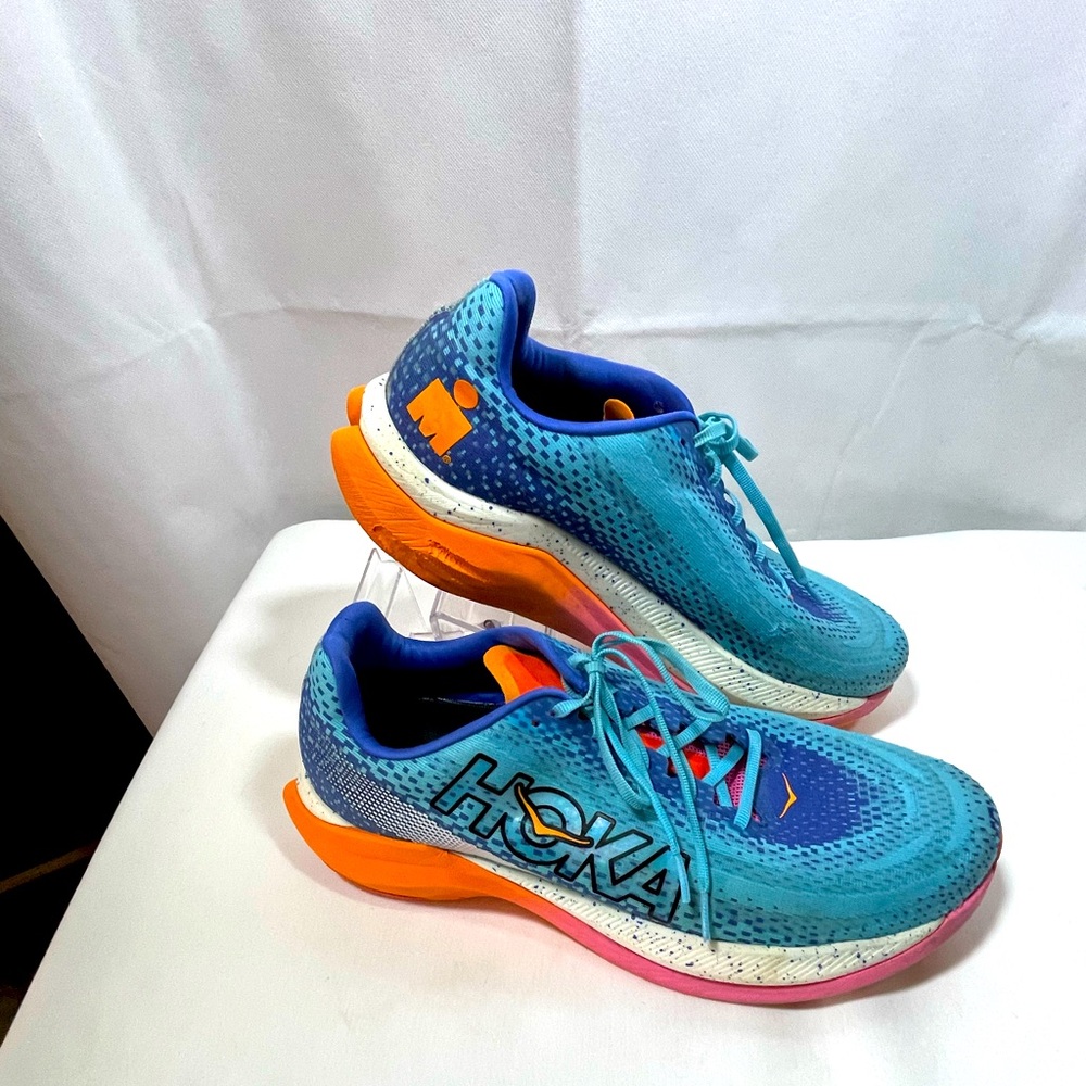 HOKA Ironman Mach X Unisex 12/13 blue orange. Everyday run, race shoe